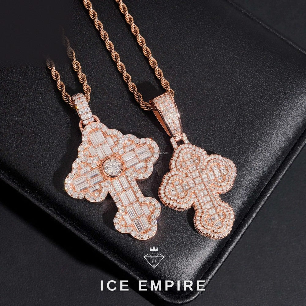 Iced Out Baguette 925 Silver Moissanite Pendant