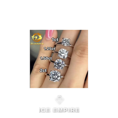 Iced Out 925 Silver Moissanite Engagement Ring