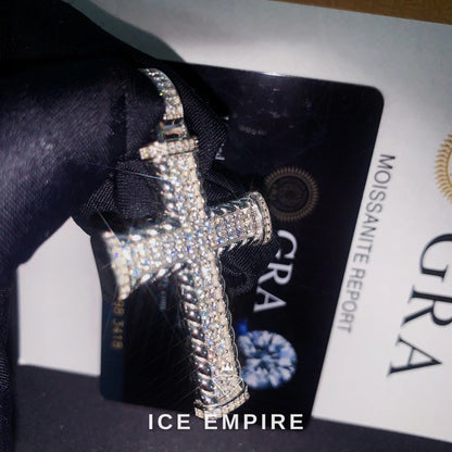 Iced Out Cross Rose Gold Plated Moissanite Pendant