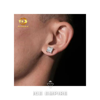 Iced Out Cluster Rose Gold Plated Moissanite Stud Earrings
