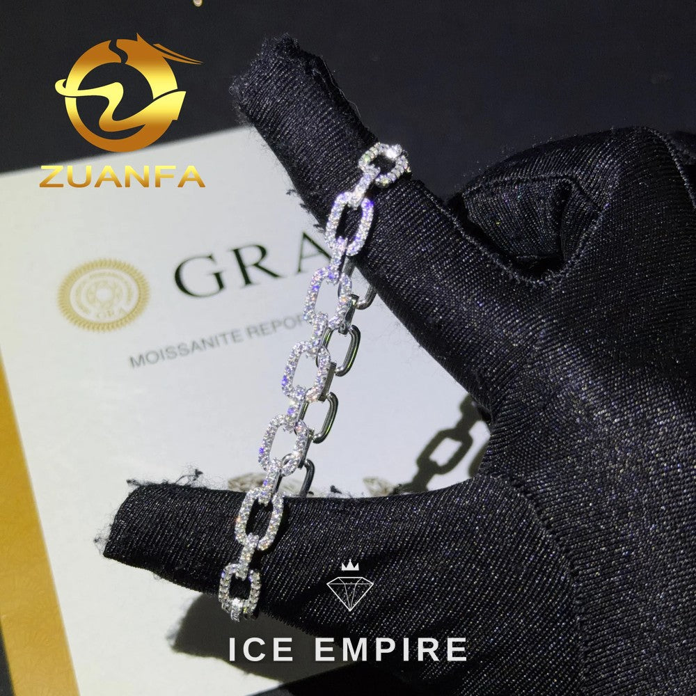 Iced Out 925 Silver Moissanite Cuban Chain