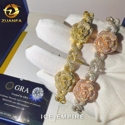 Iced Out 925 Silver Moissanite Cuban Chain