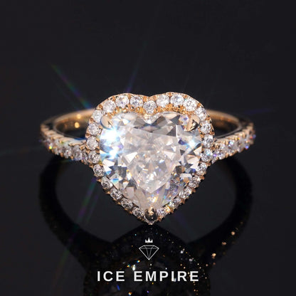 Iced Out Heart 14K Gold Moissanite Wedding Band