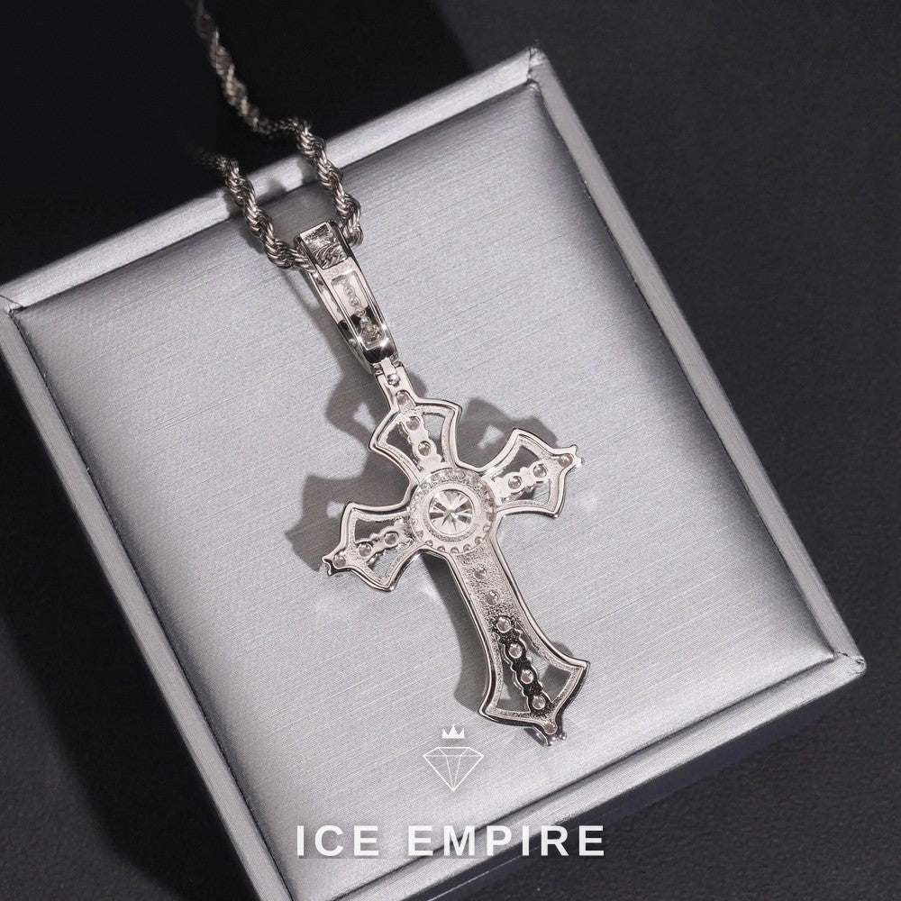 Iced Out Cross 925 Silver Moissanite Pendant
