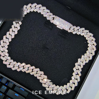 Iced Out Baguette Rose Gold Plated Moissanite Cuban Chain