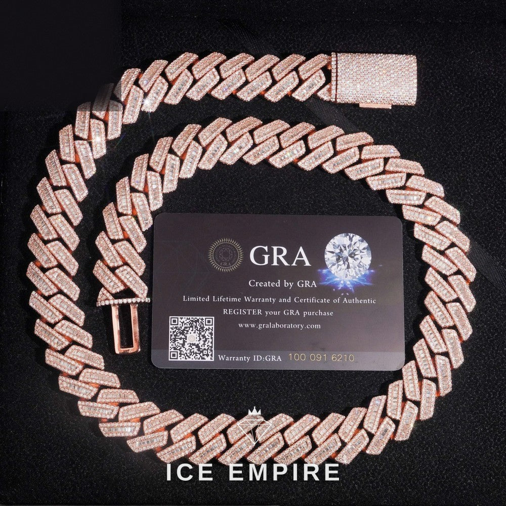 Iced Out Rose Gold Plated Moissanite Cuban Chain