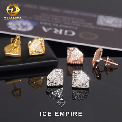 Iced Out 14K Gold Moissanite Earrings