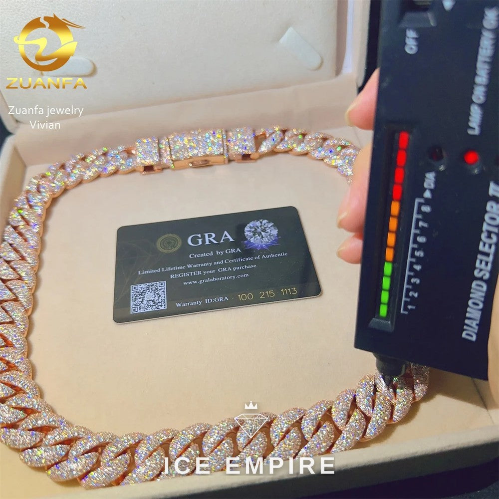 Iced Out Rose Gold Plated Moissanite Cuban Chain
