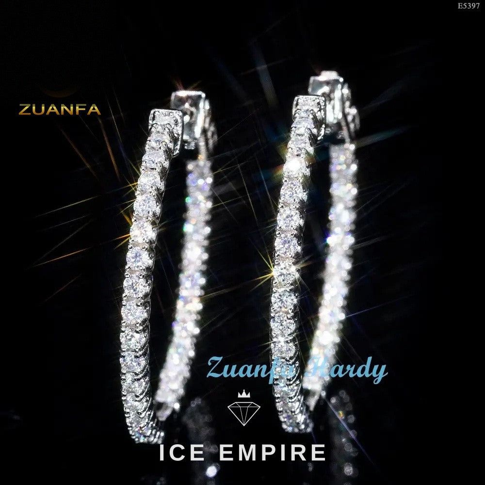 Iced Out Rose Gold Plated Moissanite Hoop Earrings