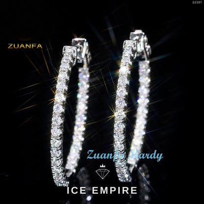 Iced Out Rose Gold Plated Moissanite Hoop Earrings