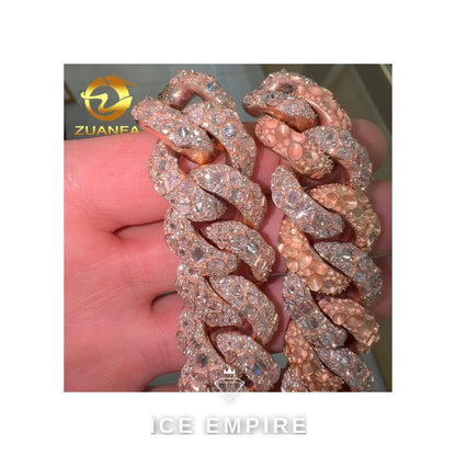 Iced Out Rose Gold Plated Moissanite Cuban Chain