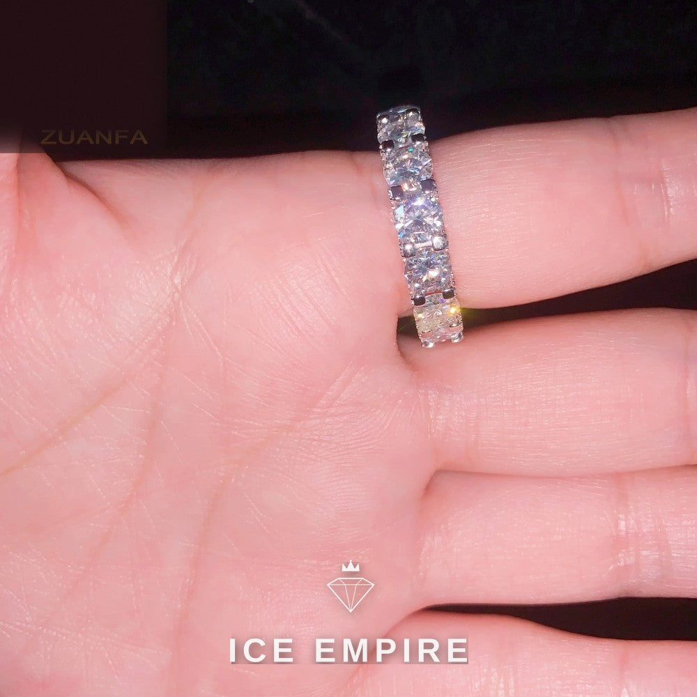Iced Out 925 Silver Moissanite Wedding Band