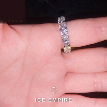 Iced Out 925 Silver Moissanite Wedding Band