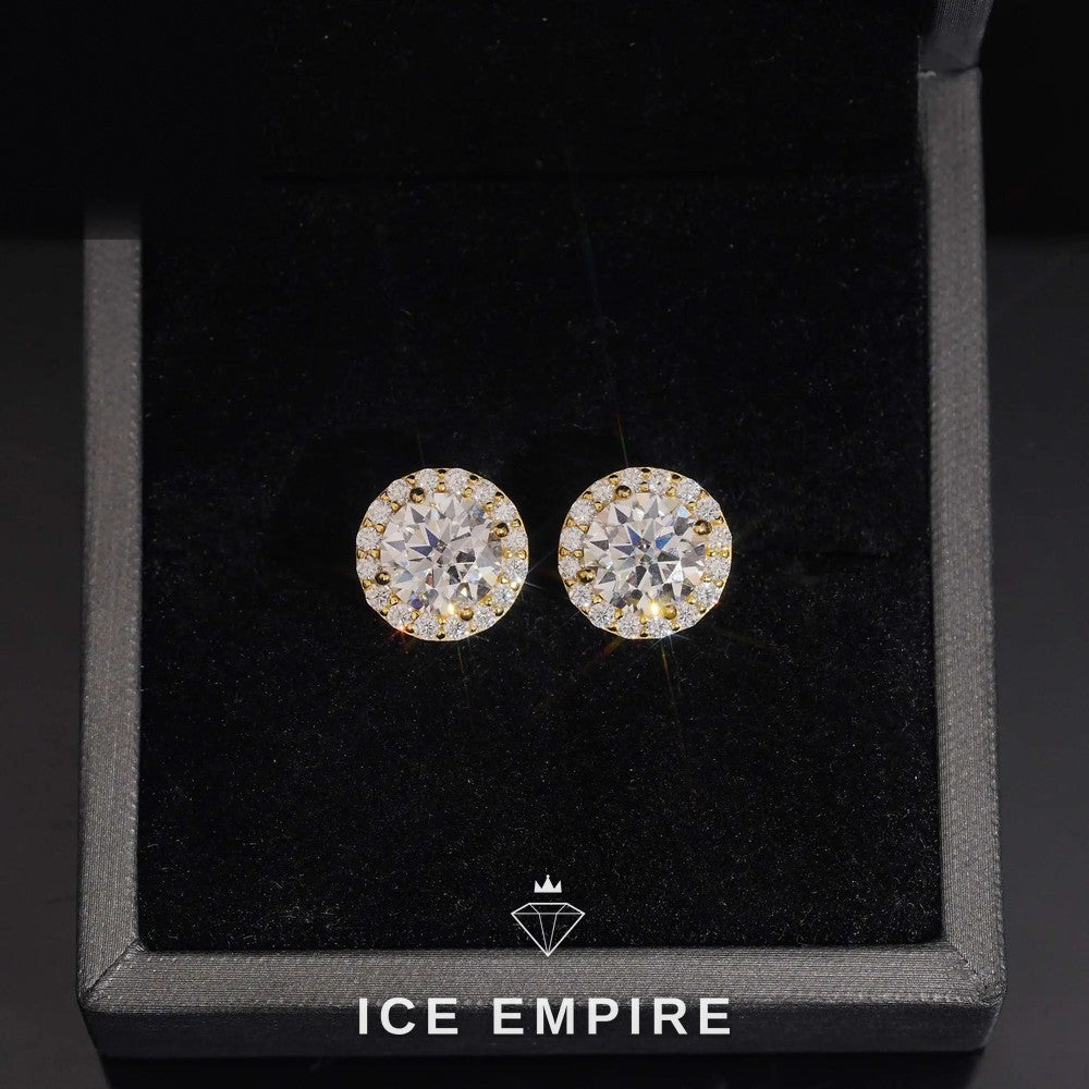 Iced Out 925 Silver Moissanite Stud Earrings