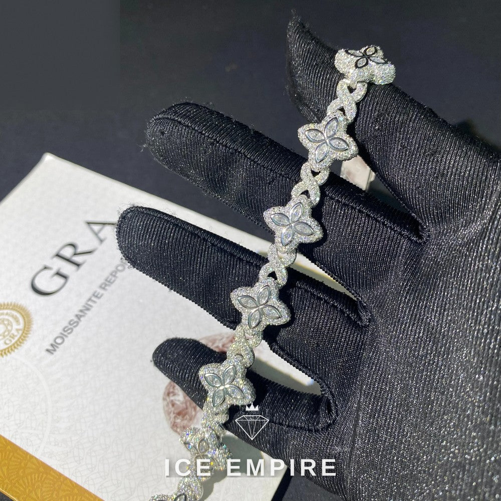 Iced Out 925 Silver Moissanite Cuban Chain
