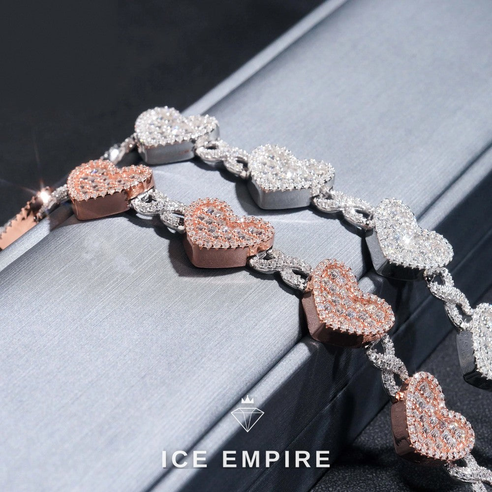 Iced Out Baguette Rose Gold Plated Moissanite Cuban Chain
