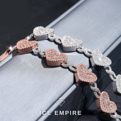Iced Out Baguette Rose Gold Plated Moissanite Cuban Chain