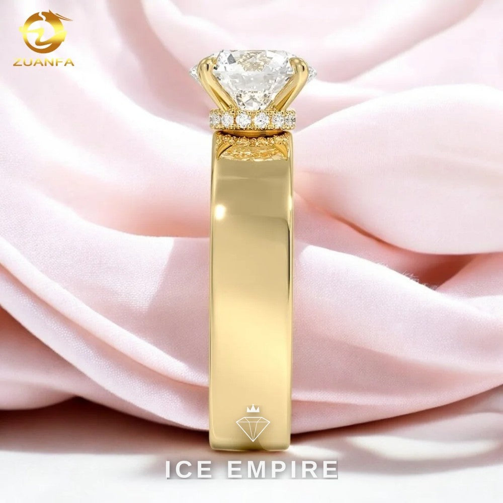 Iced Out Gold Plated Moissanite Engagement Ring