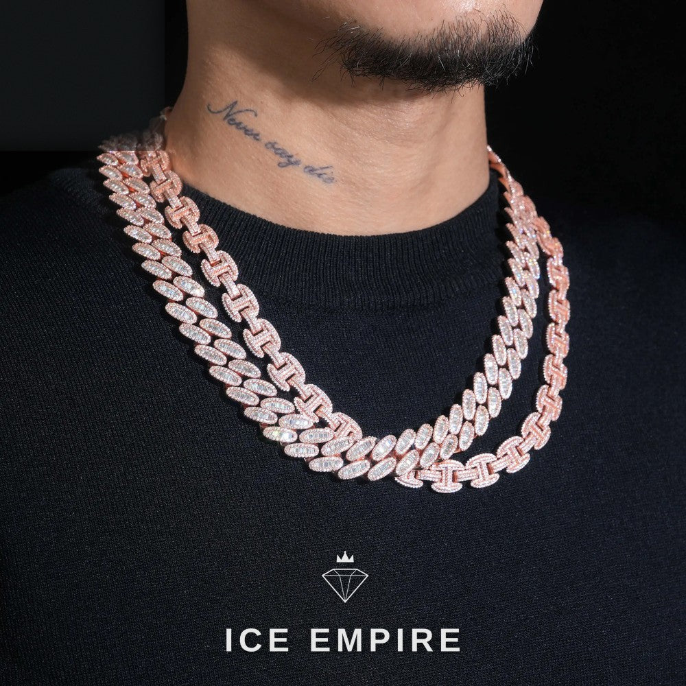 Iced Out Rose Gold Plated Moissanite Cuban Chain