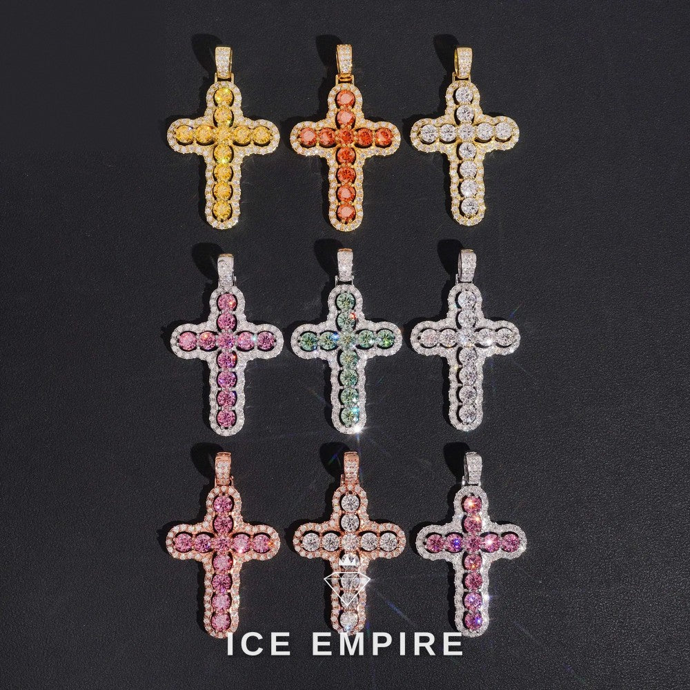 Iced Out Cross 925 Silver Moissanite Pendant