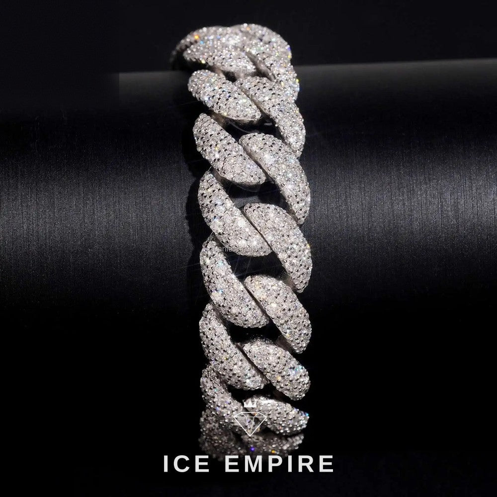 Iced Out 925 Silver Moissanite Cuban Chain