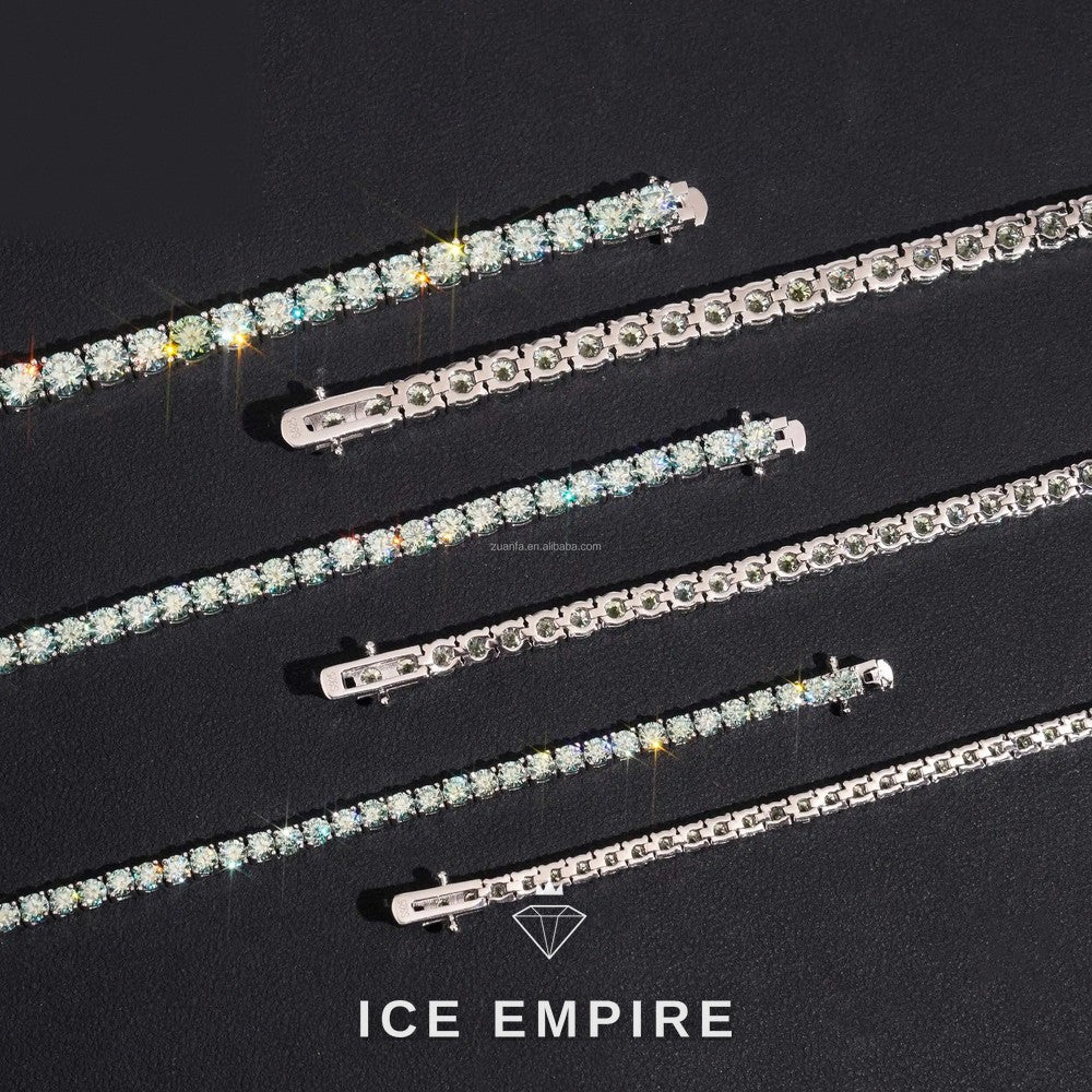 Iced Out 925 Silver Moissanite Tennis Chain