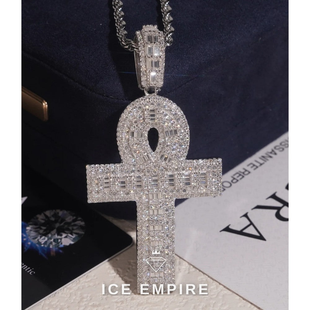 Iced Out Cross 925 Silver Moissanite Pendant