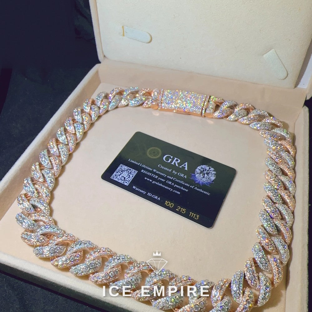 Iced Out Rose Gold Plated Moissanite Cuban Chain