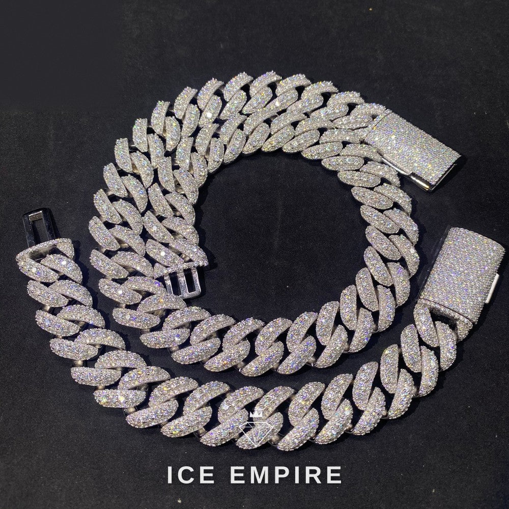 Iced Out Rose Gold Moissanite Cuban Chain