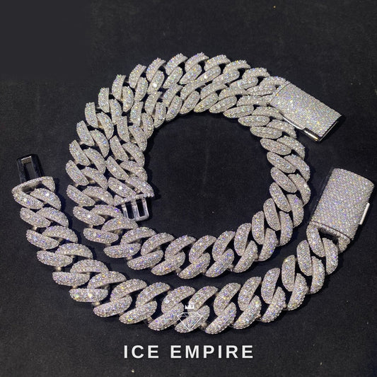 Iced Out Rose Gold Moissanite Cuban Chain