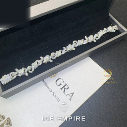 Iced Out 925 Silver Moissanite Cuban Chain