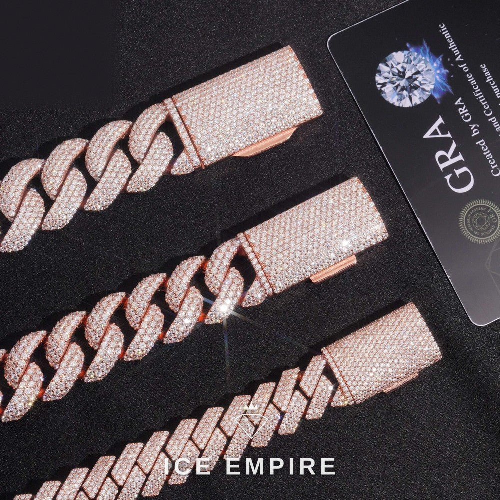 Iced Out Rose Gold Plated Moissanite Cuban Chain