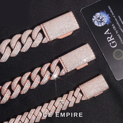 Iced Out Rose Gold Plated Moissanite Cuban Chain