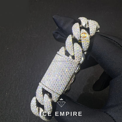 Iced Out 925 Silver Moissanite Cuban Chain