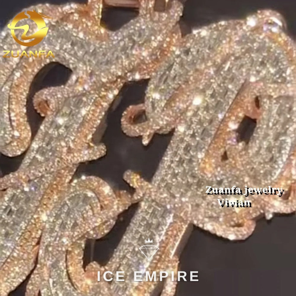 Iced Out Rose Gold Plated Moissanite Pendant