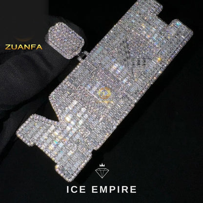 Iced Out Baguette 925 Silver Pendant
