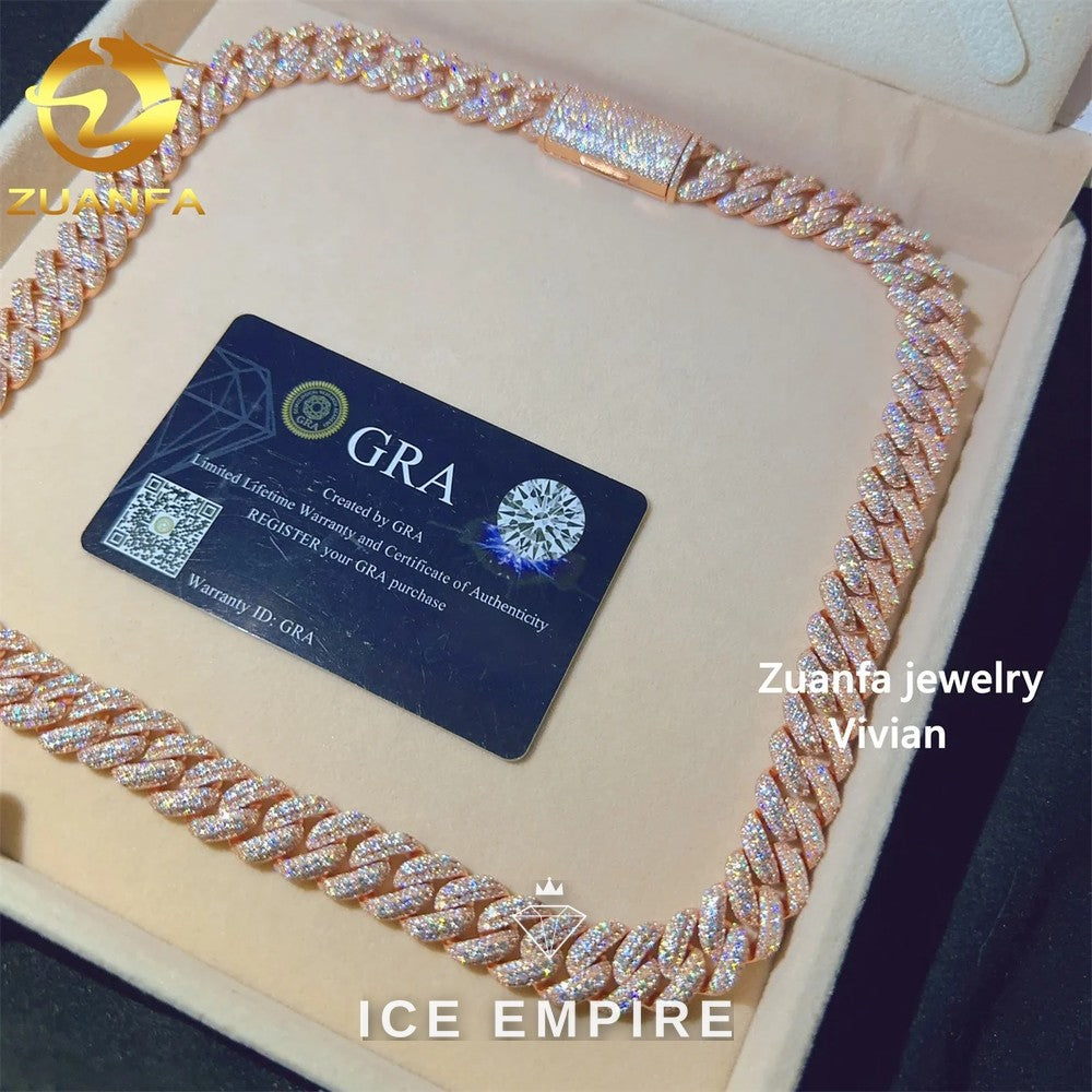 Iced Out Rose Gold Plated Moissanite Cuban Chain