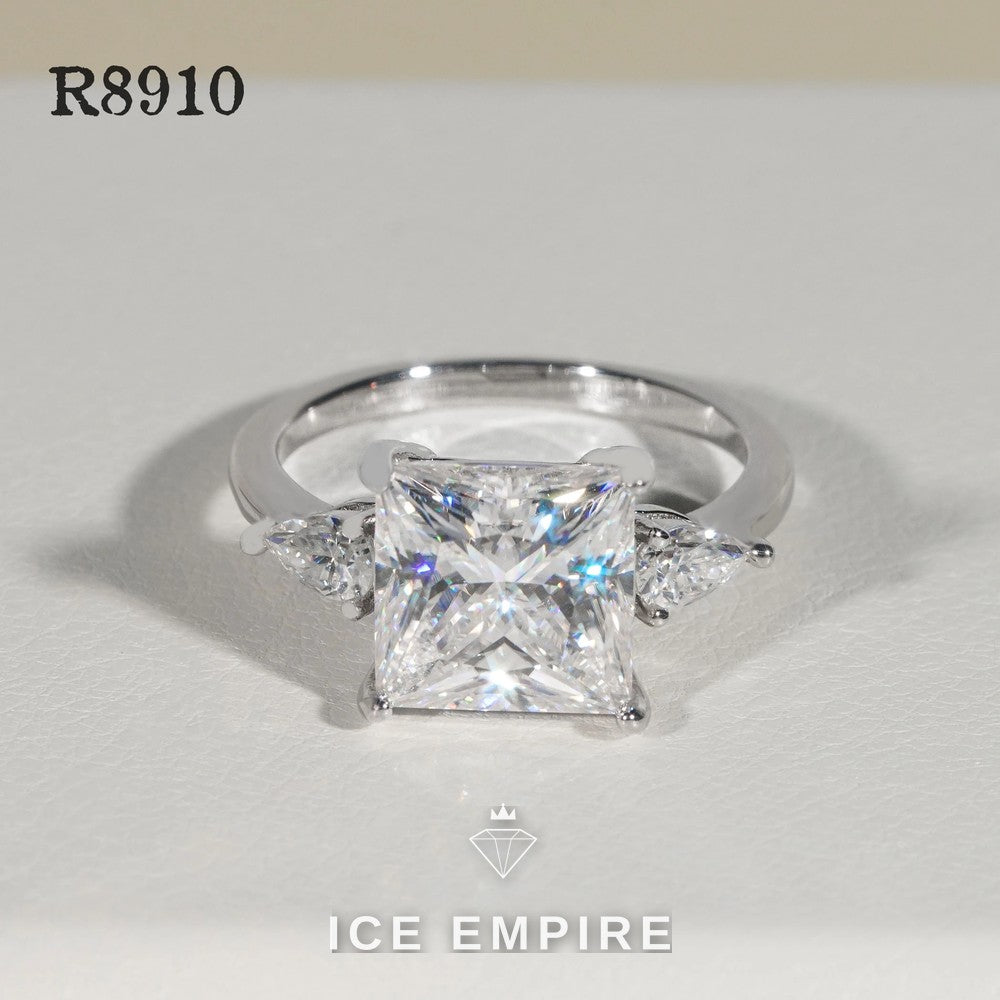 Iced Out 925 Silver Moissanite Engagement Ring