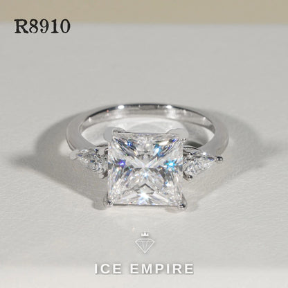 Iced Out 925 Silver Moissanite Engagement Ring
