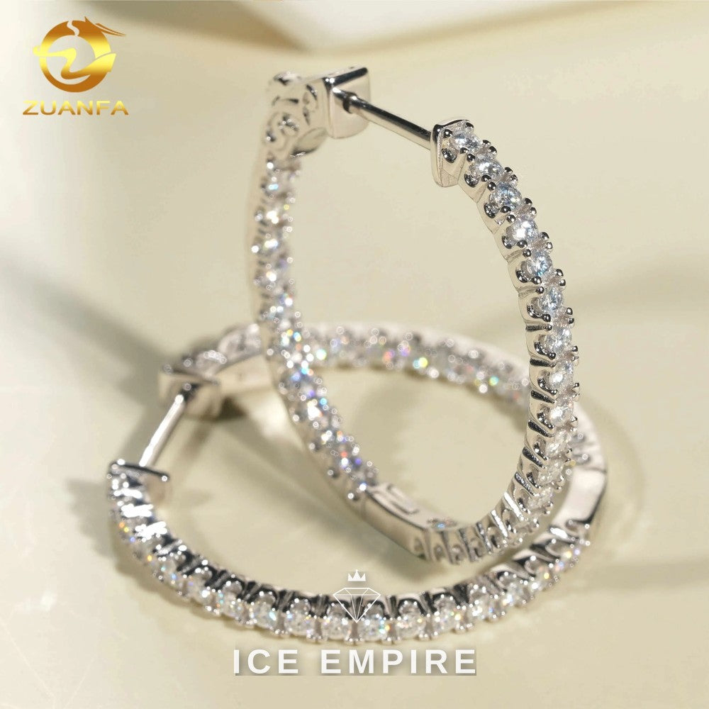 Iced Out Gold Plated Moissanite Hoop Earrings