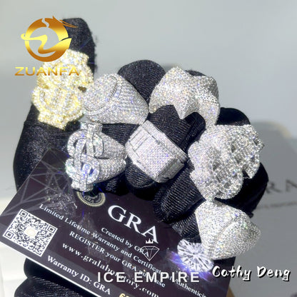 Iced Out Heart 925 Silver Moissanite Ring