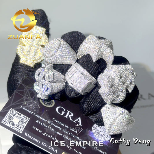 Iced Out Heart 925 Silver Moissanite Ring