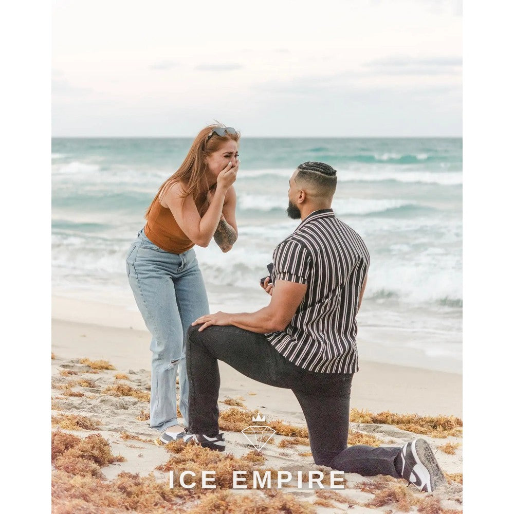 Iced Out 18K Gold Moissanite Engagement Ring
