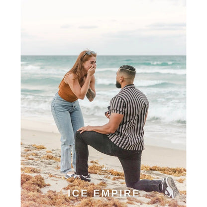 Iced Out 18K Gold Moissanite Engagement Ring