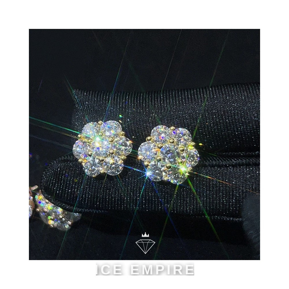 Iced Out 18K Gold Moissanite Stud Earrings