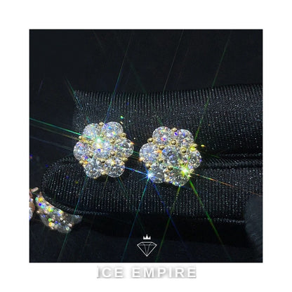 Iced Out 18K Gold Moissanite Stud Earrings