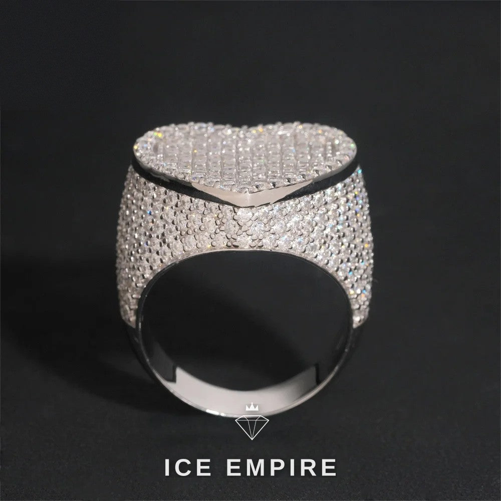 Iced Out Heart 925 Silver Moissanite Ring