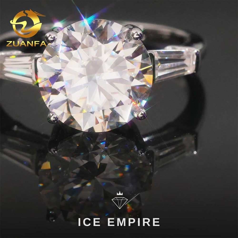 Iced Out 925 Silver Moissanite Engagement Ring