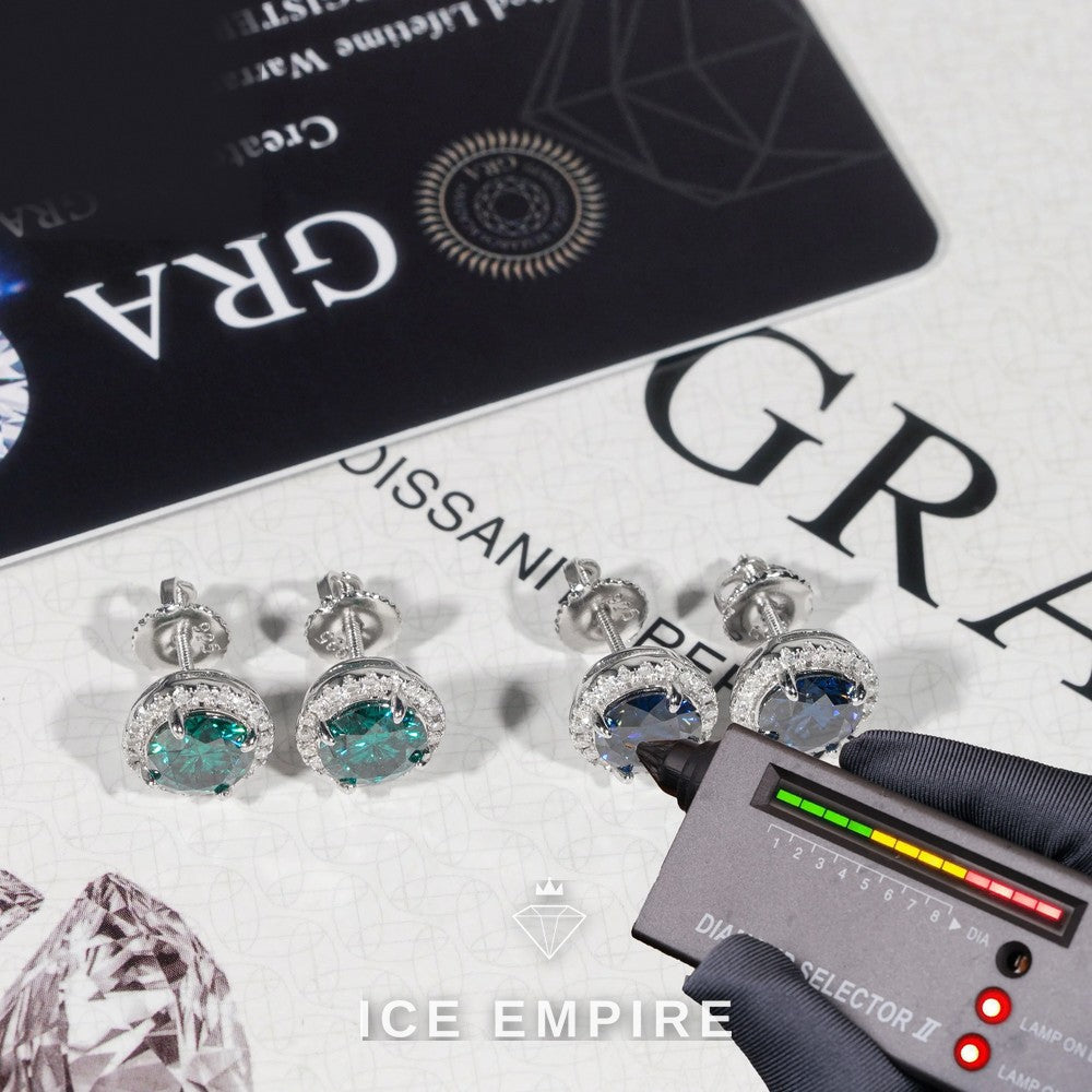 Iced Out 925 Silver Moissanite Stud Earrings