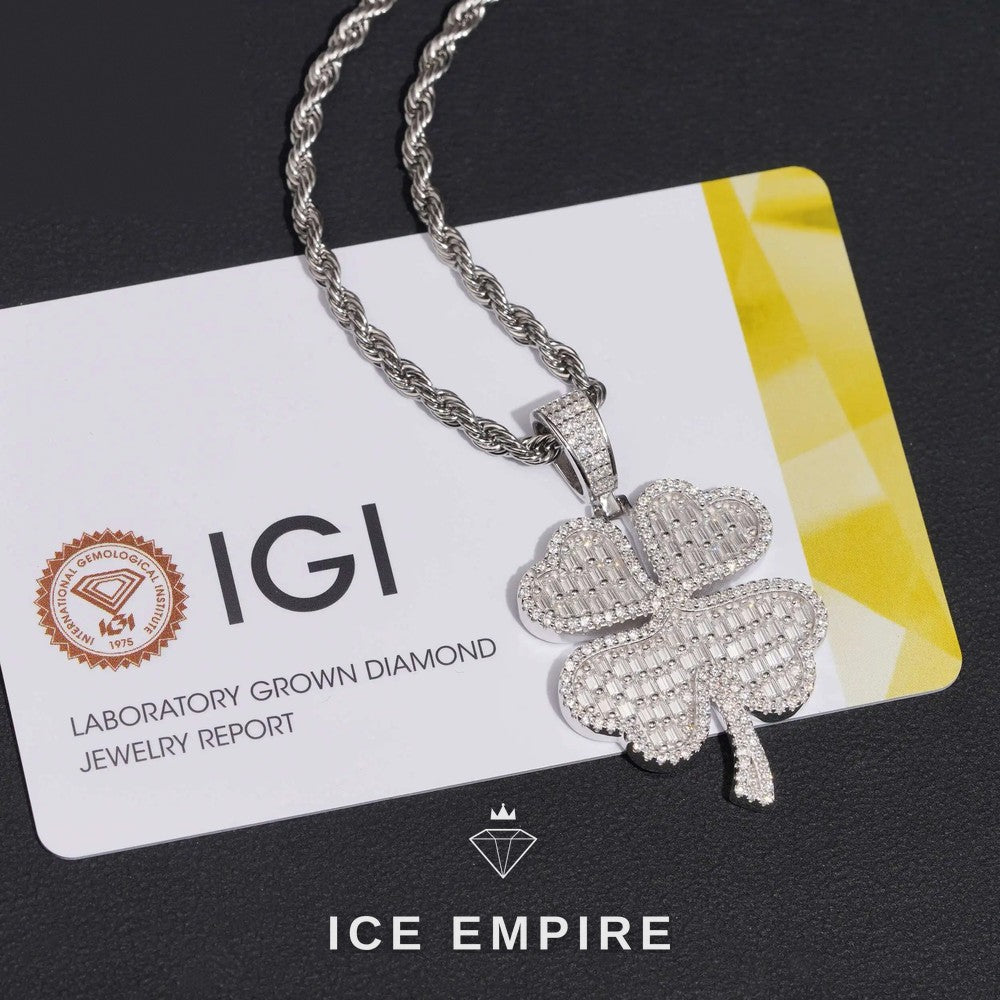 Iced Out Baguette Gold Plated Lab Grown Diamond Pendant